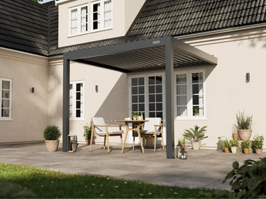pergola-bioclimatica-pergolux-adosada-a-muro-sundream-s2-gris-antracita-3x3